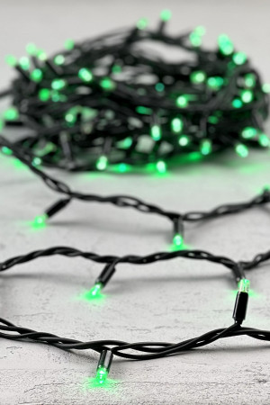 Светодиодная гирлянда Sealed мерцающая 10 м., 220V., 100 зеленых LED ламп, черный каучук, Beauty Led (LL100BL-1-2G)