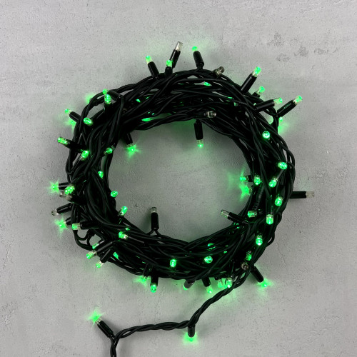 Светодиодная гирлянда Sealed мерцающая 10 м., 220V., 100 зеленых LED ламп, черный каучук, Beauty Led (LL100BL-1-2G)