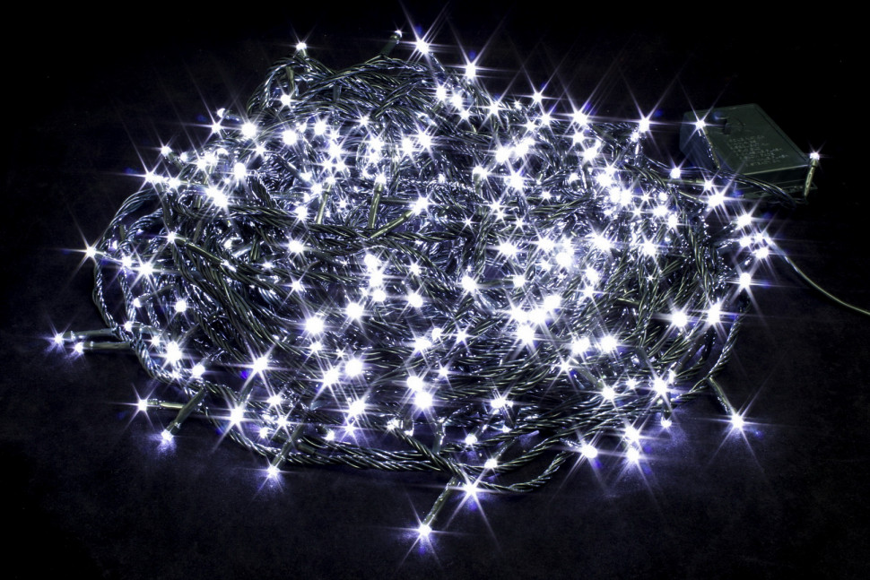 Светодиодная нить 35 м., 220V, 500 холодных белых LED ламп, контроллер, черный провод, Winner Light (w.01.5B.500-)