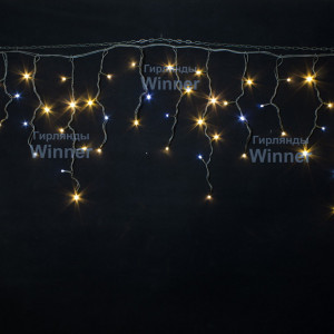 Светодиодная мерцающая бахрома 5*0.6 м., 220V, 170 теплых белых LED, черный каучук IP 65, соединяемая, Winner (ww.02.7B.170.F+)