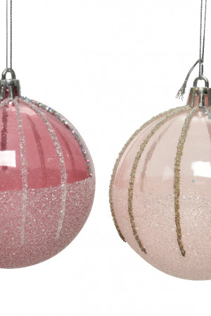 Набор пластиковых шаров Искры Любви 100 мм., розовый, 12 шт,  Kaemingk (020979)