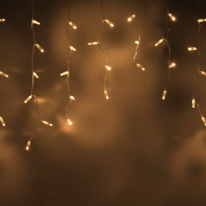 Светодиодная бахрома 108 теплых белых LED ламп, 3*0.6 м., 220В, мерцание, прозрачный провод ПВХ, Teamprof (TPF-i3*0.6F-CT/WW)