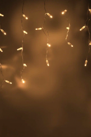 Светодиодная бахрома 108 теплых белых LED ламп, 3*0.6 м., 220В, мерцание, прозрачный провод ПВХ, Teamprof (TPF-i3*0.6F-CT/WW)