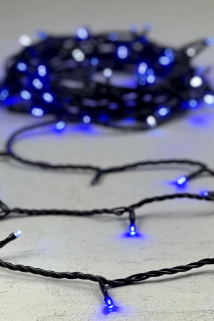 Светодиодная нить 100 синих LED ламп с мерцанием, 10 м., 24В., черный провод ПВХ, LTC (PST100BLW-11-1B)