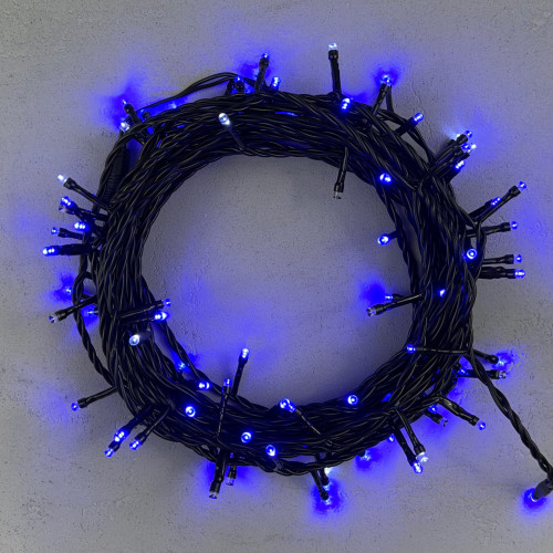 Светодиодная нить 100 синих LED ламп с мерцанием, 10 м., 24В., черный провод ПВХ, LTC (PST100BLW-11-1B)