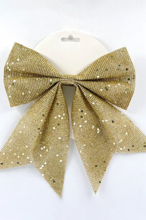 Бант Бриджит 20x24 см., 1 шт., золото с пайетками, Christmas DeLuxe (86831) 