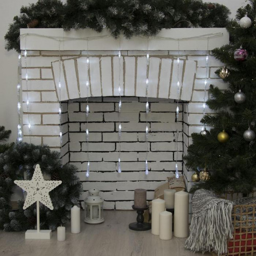 Гирлянда-занавес Капли 2.5*0.65 м., IP20, прозрачная нить, 50 LED, свечение белое, 8 режимов, 220 В., Luazon Lighting (3612411)