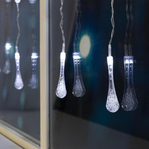 Гирлянда-занавес Капли 2.5*0.65 м., IP20, прозрачная нить, 50 LED, свечение белое, 8 режимов, 220 В., Luazon Lighting (3612411)