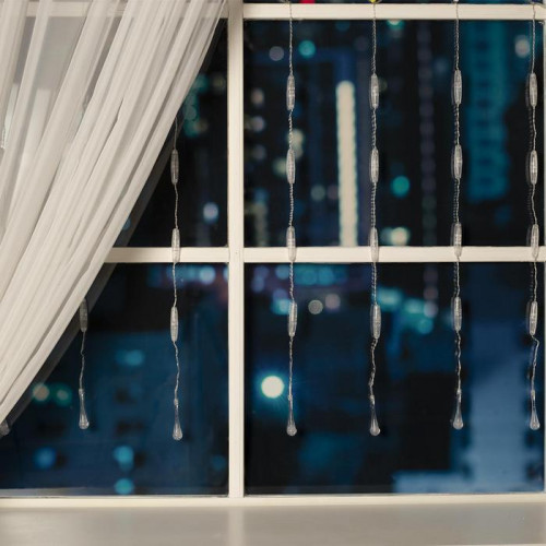 Гирлянда-занавес Капли 2.5*0.65 м., IP20, прозрачная нить, 50 LED, свечение белое, 8 режимов, 220 В., Luazon Lighting (3612411)