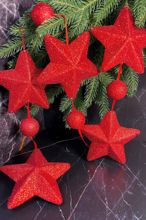 Гирлянда Звездопад 104 см., диаметр 13 см., красная, пенопласт, Christmas DeLuxe (89422) 