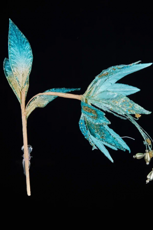 Декоративный цветок Стерлиции 41 см., бирюзовый, на клипсе, Christmas DeLuxe (88966)