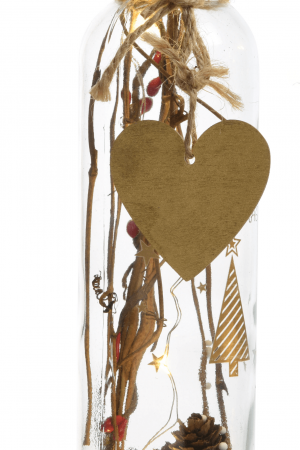 Светильник Бутыль с декором - сердце  6*21 см, 5 LED теплых белых, Kaemingk (481520/1)