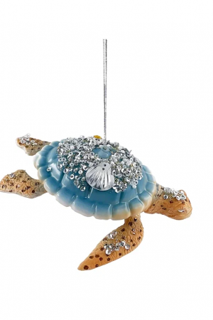 Елочное украшение Черепаха 12 см., пластик, голубой, Christmas DeLuxe (87820)