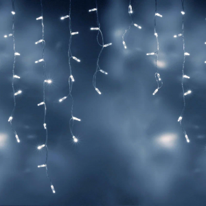 Светодиодная бахрома 144 холодных белых LED ламп, 3*0.9 м., 220В, мерцание, прозрачный провод ПВХ, Teamprof (TPF-i3*0.9F-CT/W)