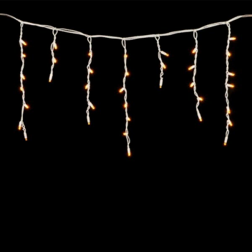 Светодиодная бахрома с колпачком 3,1*0,5 м., 120 желтых LED ламп, каучуковый белый провод, LTC (LL120-8-2Y)