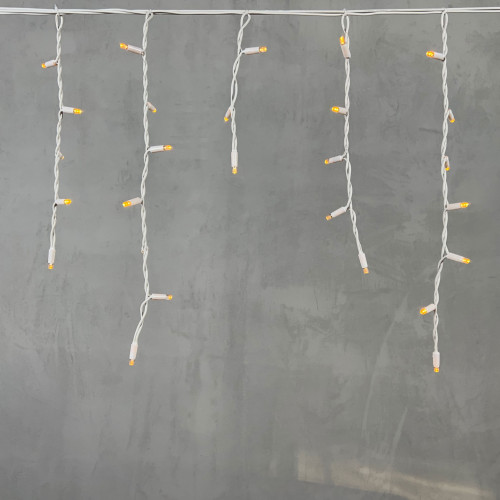 Светодиодная бахрома с колпачком 3,1*0,5 м., 120 желтых LED ламп, каучуковый белый провод, LTC (LL120-8-2Y)