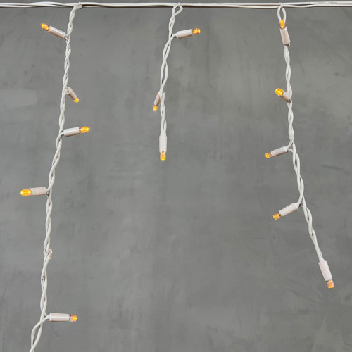 Светодиодная бахрома с колпачком 3,1*0,5 м., 120 желтых LED ламп, каучуковый белый провод, LTC (LL120-8-2Y)