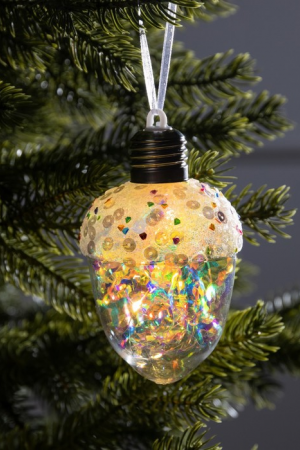 Ёлочный шар Жёлудь 12 см., батарейки, 4 LED, свечение тёплое белое, Luazon Lighting (9594225)