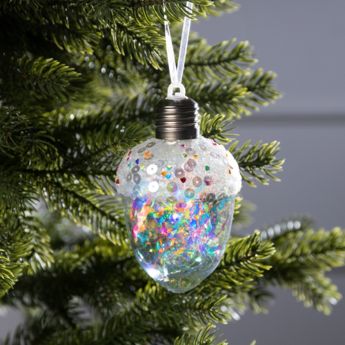 Ёлочный шар Жёлудь 12 см., батарейки, 4 LED, свечение тёплое белое, Luazon Lighting (9594225)