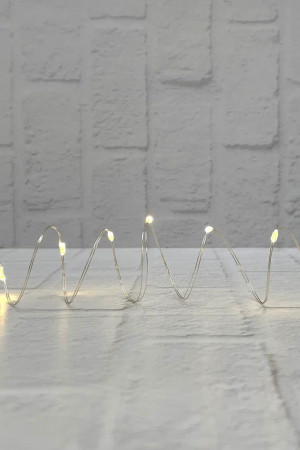 Гирлянда Роса на батарейках 20 теплых белых ламп, 190 см., серебряный провод, Christmas DeLuxe (87410)