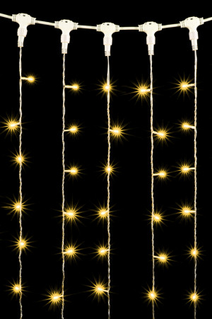 Светодиодный занавес 2*3 м., 600 теплых белых LED ламп, прозрачный провод ПВХ, LTC (PCL602-10-2WW)