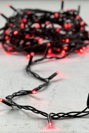 Светодиодная гирлянда Sealed мерцающая 10 м., 220V., 100 красных LED ламп, черный каучук, Beauty Led (LL100BL-1-2R)