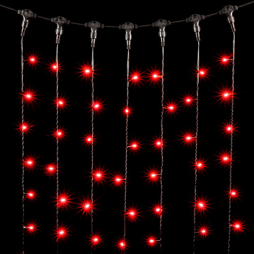 Светодиодный занавес 2*2 м., 400 красных LED ламп, черный провод ПВХ, LTC (PCL402-11-2R)