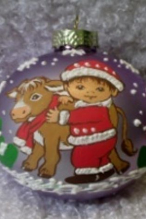 КУ-85-202029 Стеклянный шар Бычок и морозик 85 мм., Коломеев