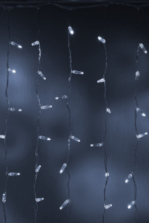 Светодиодный занавес 200 холодных белых LED ламп, 2*1 м., статика, прозрачный провод ПВХ, Teamprof (TPF-CS2*1-CT/W) 