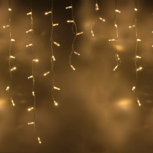 Светодиодная бахрома 144 теплых белых LED ламп, 3*0.9 м., 220В, мерцание, прозрачный провод ПВХ, Teamprof (TPF-i3*0.9F-CT/WW)