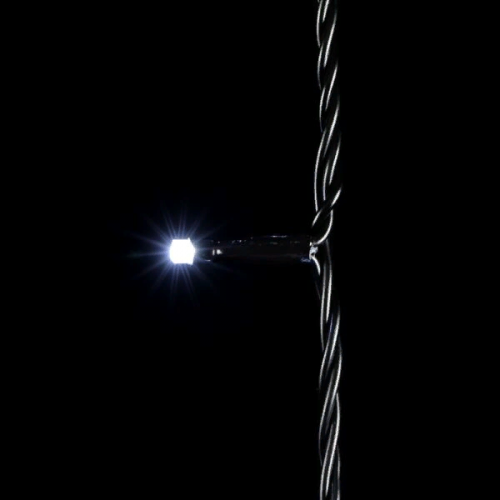 Светодиодная нить 100 холодных белых LED ламп с мерцанием каждого диода, 10 м., 24В., черный провод ПВХ, Beauty Led (PST100ABL-11-1W)