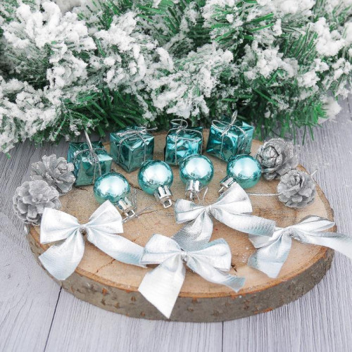 Набор украшений пластик Сюрприз 16 шт., серебро, голубой, Зимнее Волшебство (2371225)   