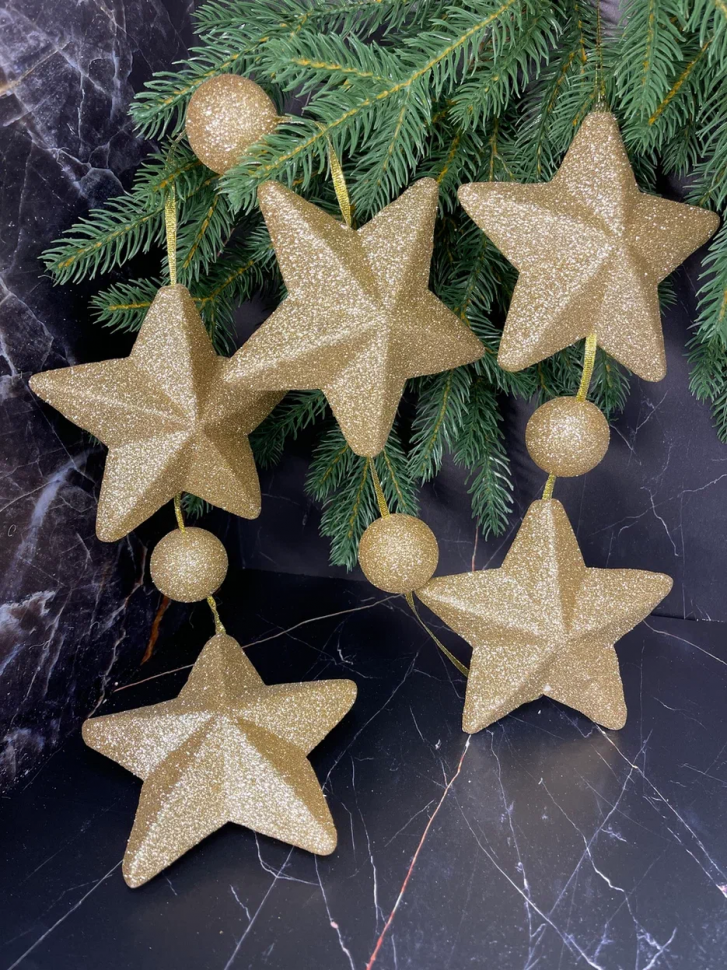Гирлянда Звездопад 104 см., диаметр 13 см., золотая, пенопласт, Christmas DeLuxe (89423) 