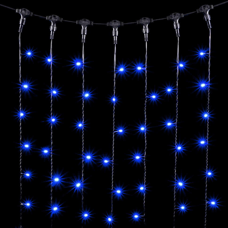 Светодиодный занавес 2*3 м., 600 синих LED ламп, черный провод ПВХ, Beauty Led (PCL602-11-2B)