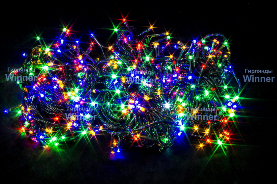 Светодиодная нить 42 м., 220V, 600 разноцветных LED ламп, контроллер, черный провод, Winner (m.01.5B.600)