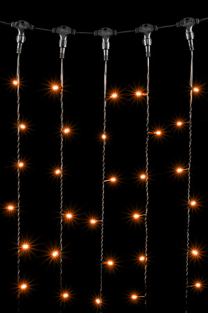 Светодиодный занавес 2*2 м., 400 желтых LED ламп, черный провод ПВХ, LTC (PCL402-11-2Y)